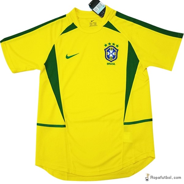 Camiseta Brasil Replica Primera Ropa Retro 2002 Amarillo